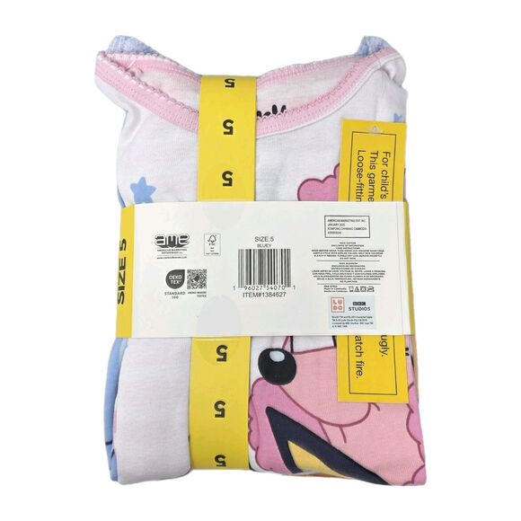 Bluey Girls 4-pc Pajama Set Cotton Size 5 Glitter Accents - Picture 6 of 12